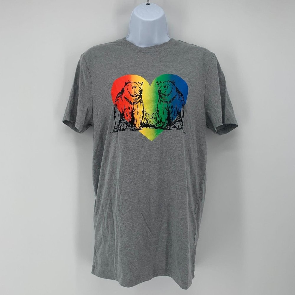 #Takepride NWT Heather Grey Gender Inclusive Adult Bear Graphic T-Shirt Size S